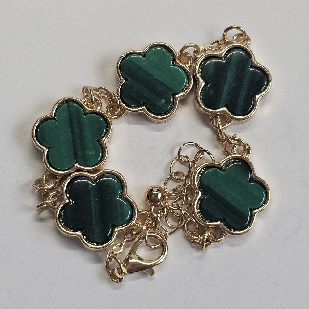Bohemian Gold Green Clover Fashion Charm Bracelet - Picture 6 of 8